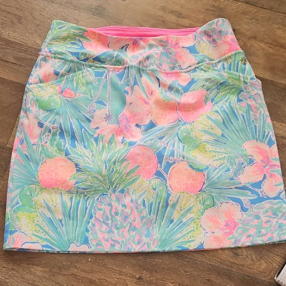 Lilly Pulitzer Pink and Blue Tropical Mini Skirt